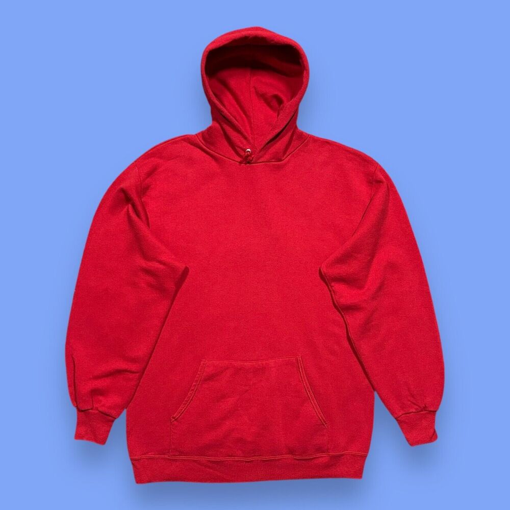 Vintage Blank Hoodie Pullover Sweatshirt 80s 90s JERZEES Red XL Womens